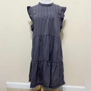 Anthropologie Jenne Tiered Tunic Mini Dress Dark Gray